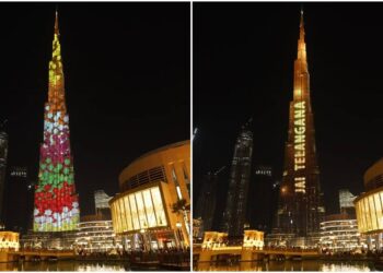 തെലങ്കാന ബാതുകമ്മ ആഘോഷിച്ച് ബുർജ് ഖലീഫ