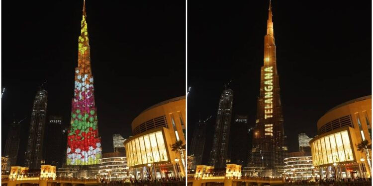 തെലങ്കാന ബാതുകമ്മ ആഘോഷിച്ച് ബുർജ് ഖലീഫ