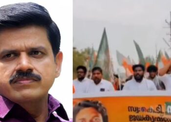 സന്ദീപ് വാര്യർക്കെതിരെ കൊലവിളി മുദ്രാവാക്യവുമായി യുവമോർച്ച