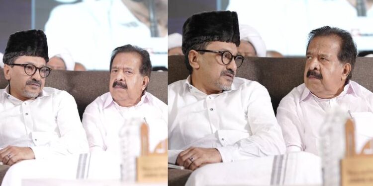 രാഷ്ട്രത്തിന്റെ ആധാര ശിലകളെ സംരക്ഷിക്കാൻ ഒന്നിച്ച് പോരാടാം’; രമേശ് ചെന്നിത്തലയെ പുകഴ്ത്തി സാദിഖലി ശിഹാബ് തങ്ങൾ